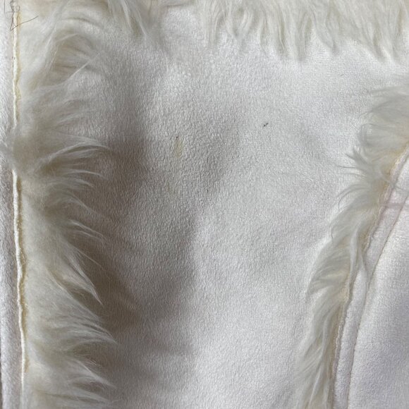 Rave Faux Suede Fur Lined 90's Y2K Festival Toggle Button Vest White Size S - Picture 14 of 14